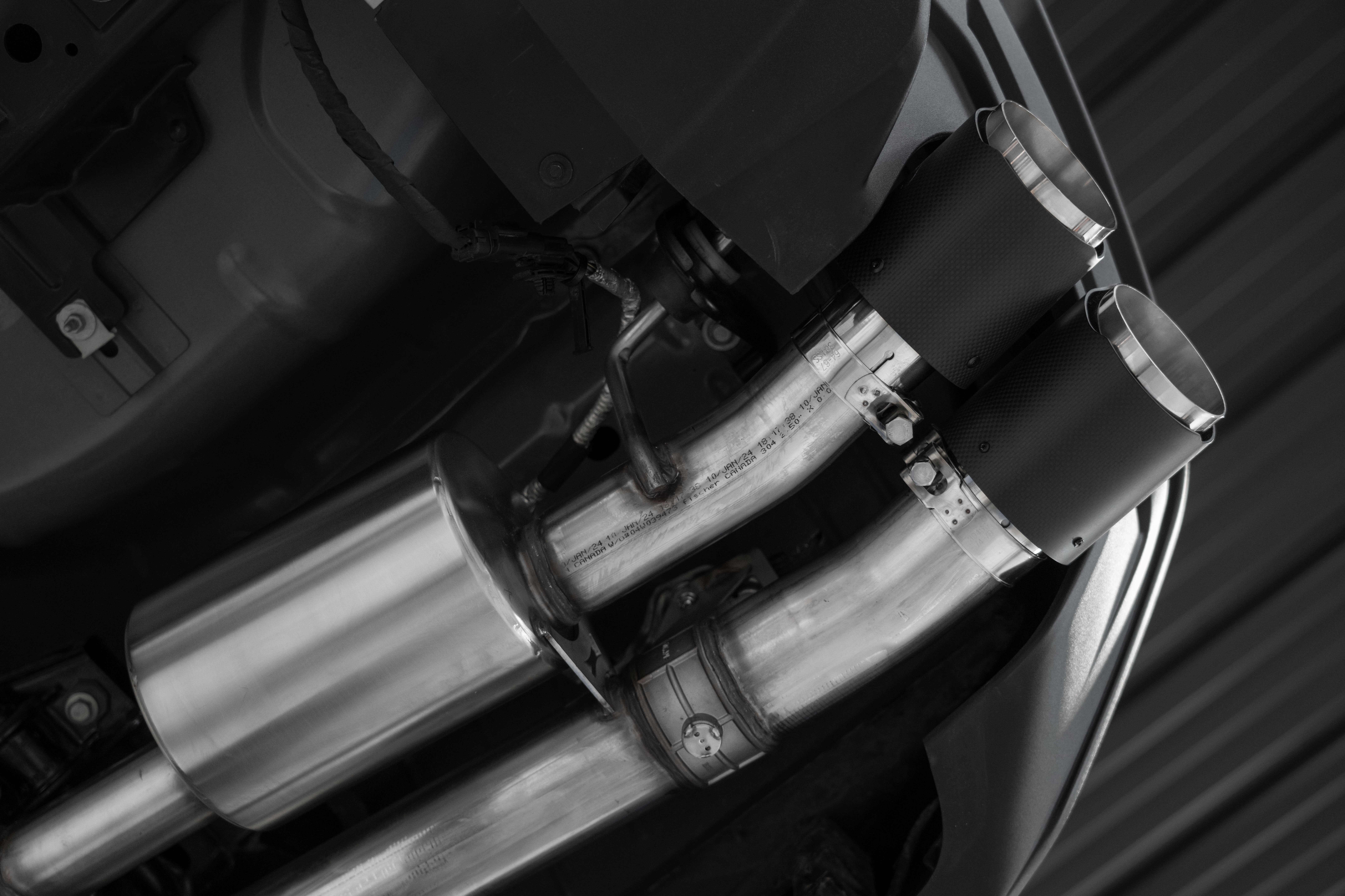 MBRP Exhaust 3in. Cat Back; Quad Rear Exit; T304; CF Tip: Active
